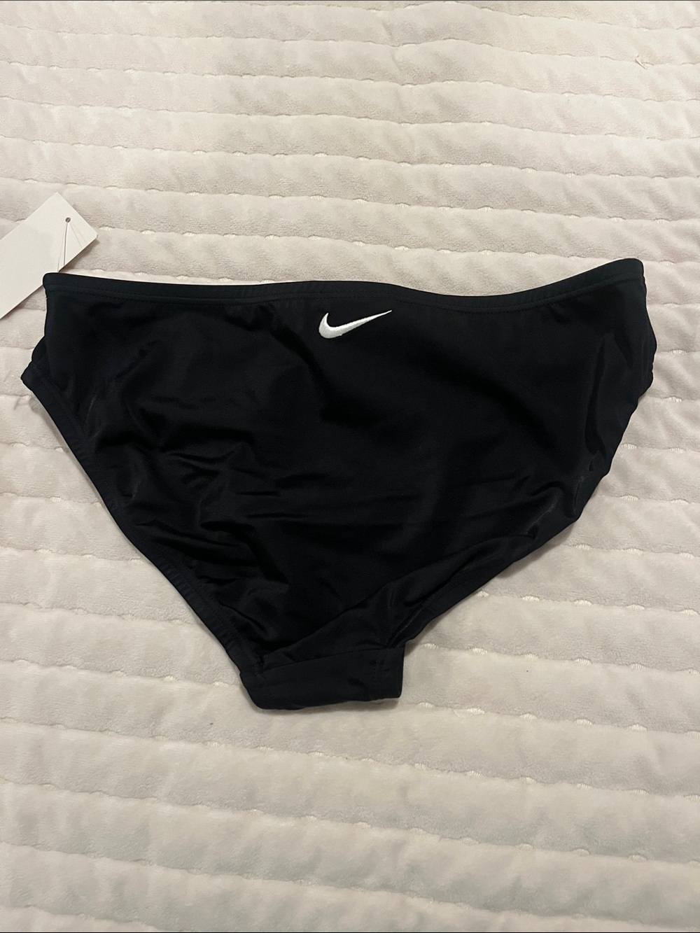 Nike Black Swim Brief with White Swoosh Accent